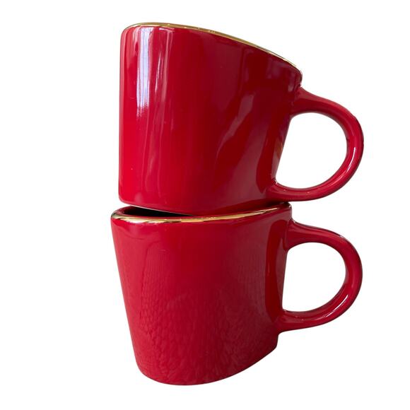 Target Threshold Heart Shaped VALENTINE Mugs Red Gold Rim 14.3oz Set of 2 New - Picture 8 of 16